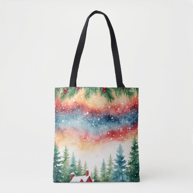 Bolso De Tela Navidades de acuarela Wreath Tote Bag (Anverso)