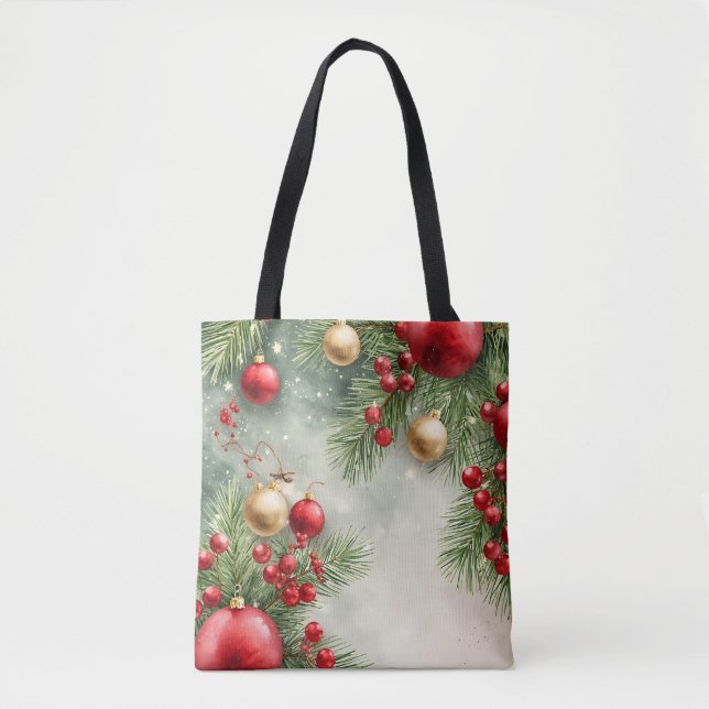 Bolso De Tela Navidades de acuarela Wreath Tote Bag (Anverso)