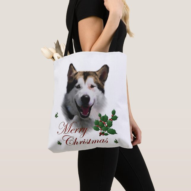 Bolso De Tela Navidades de Alaskan Malamute (Detalle)