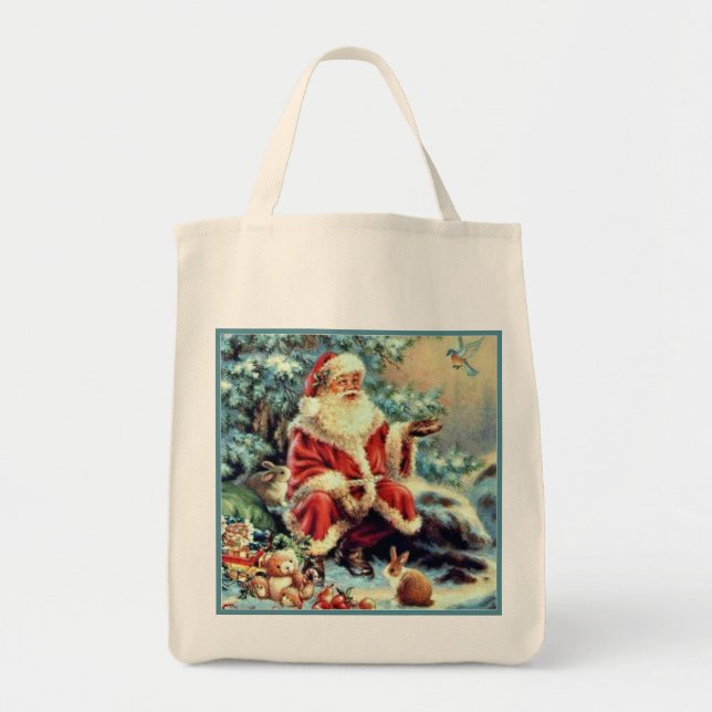 Bolso De Tela Navidades de alimentación de Santa   Tote de Navid (Frente)