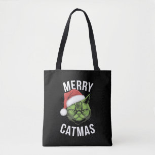 Bolso De Tela Navidades de Amantes del Gato de Merry Catmas dive