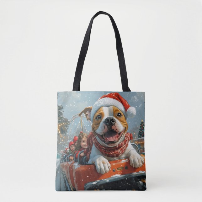 Bolso De Tela Navidades de American Staffordshire Dog (Anverso)