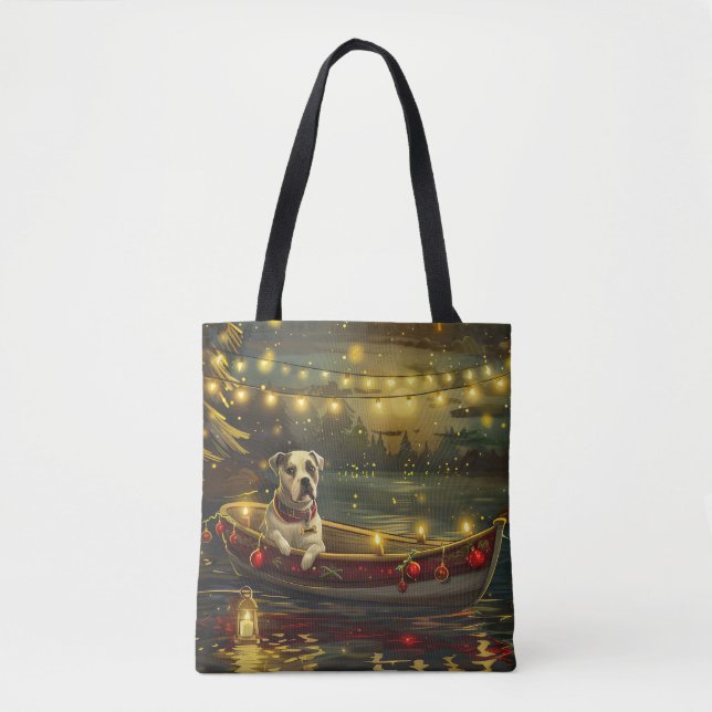 Bolso De Tela Navidades de American Staffordshire Voyage festivo (Anverso)