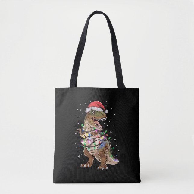 Bolso De Tela Navidades de árbol T-rex de dinosaurios Sweater Xm (Anverso)