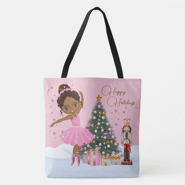 Bolso De Tela Navidades de baloncesto afro-estadounidenses tocan (Anverso)