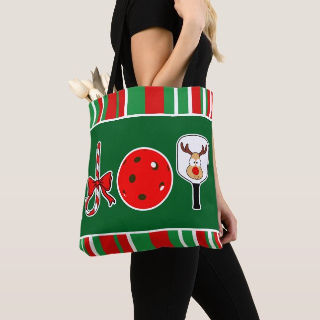 Bolso De Tela Navidades de baloncesto Joy Santa Green y Red (Detalle)