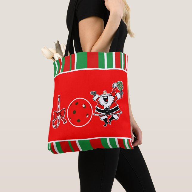 Bolso De Tela Navidades de baloncesto Joy Santa Red y Green (Detalle)