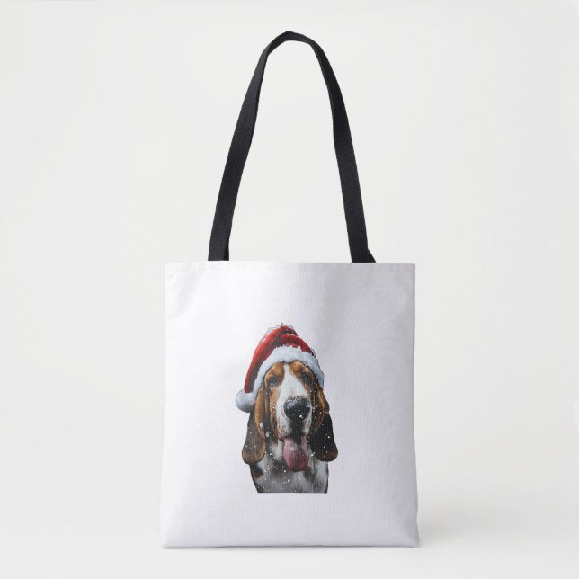 Bolso De Tela Navidades de Basset Hound (Anverso)
