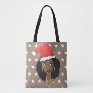 Bolso De Tela Navidades de belleza natural Santa Hat, estrellas