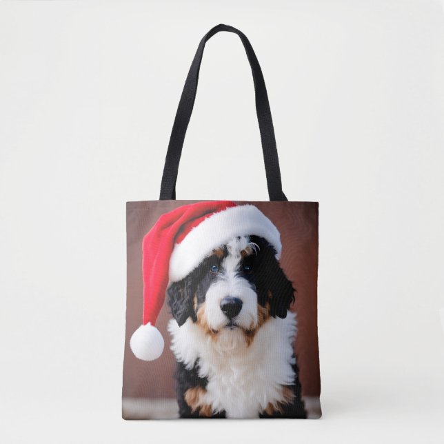 Bolso De Tela Navidades de Bernedoodle (Anverso)