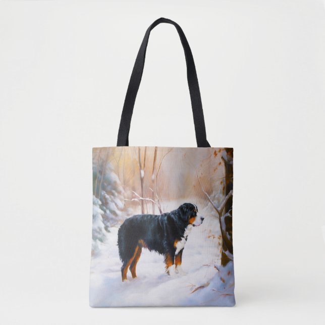 Bolso De Tela Navidades de Bernese Mountain Let It Snow (Anverso)