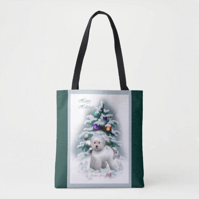 Bolso De Tela Navidades de Bichon Frise (Anverso)
