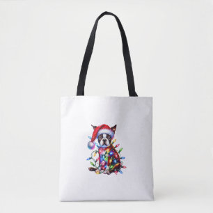 Bolso De Tela Navidades de Boston alumbran amor de perro de Sant