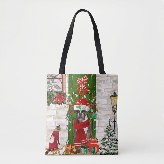 Bolso De Tela Navidades de Boxer Dog (Anverso)