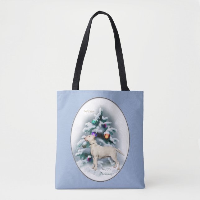 Bolso De Tela Navidades de Bull Terrier (Anverso)