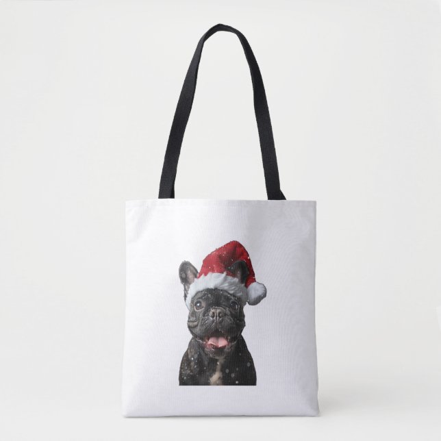 Bolso De Tela Navidades de Bulldog de Francia (Anverso)