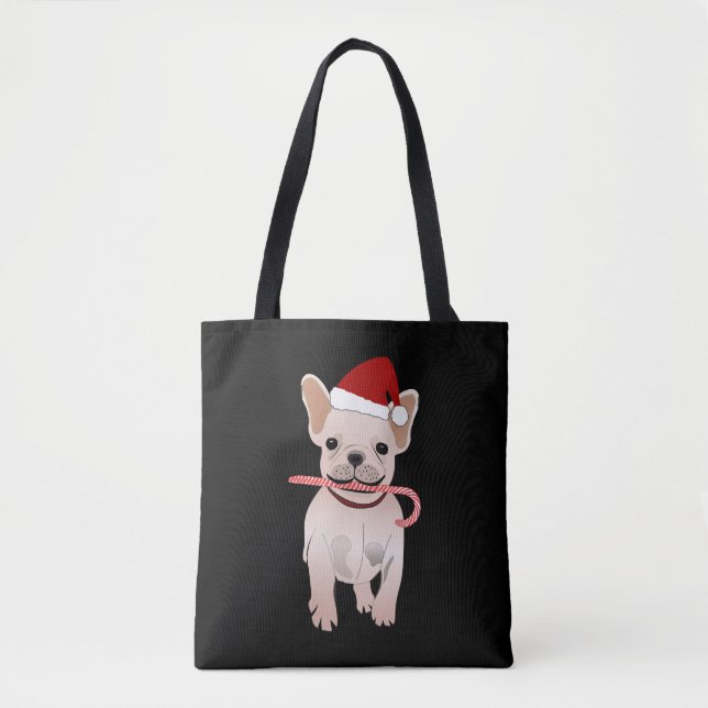Bolso De Tela Navidades de bulldog de Francia (Anverso)