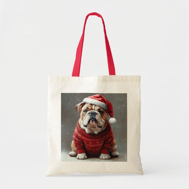 Bolso De Tela Navidades de Bulldog de Inglaterra (Frente)