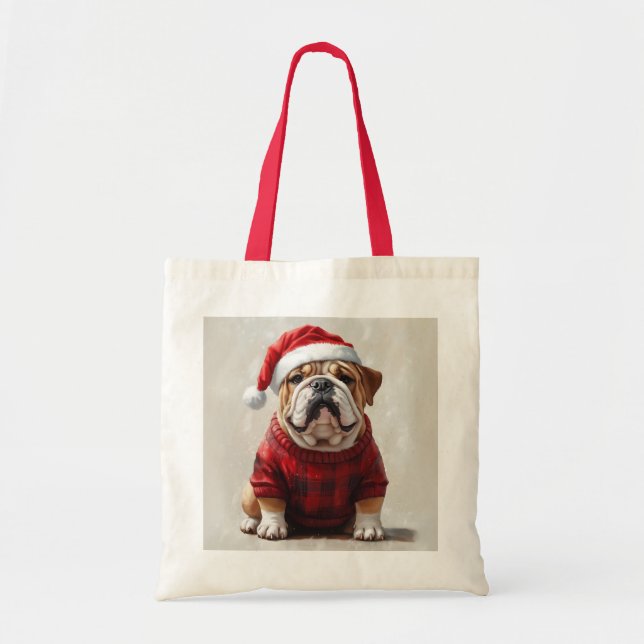 Bolso De Tela Navidades de Bulldog de Inglaterra (Frente)