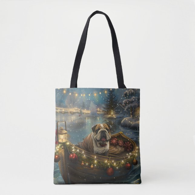 Bolso De Tela Navidades de bulldog de vacaciones (Anverso)