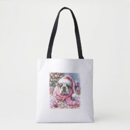 Bolso De Tela Navidades de Bulldog rosado ‘dijeron que nadie nun