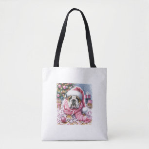Bolso De Tela Navidades de Bulldog rosado ‘dijeron que nadie nun