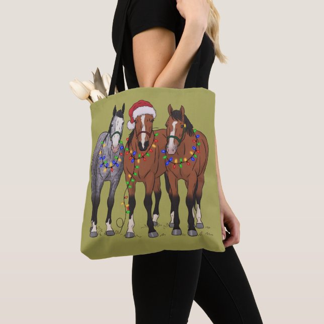 Bolso De Tela Navidades de caballos Lover Animal Farm Animal Lov (Detalle)