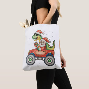 Bolso De Tela Navidades de Camión Monstruo de Dinosaurios de San