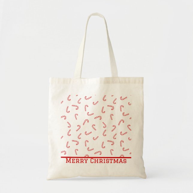 Bolso De Tela Navidades de Candy Cane personalizados (Frente)