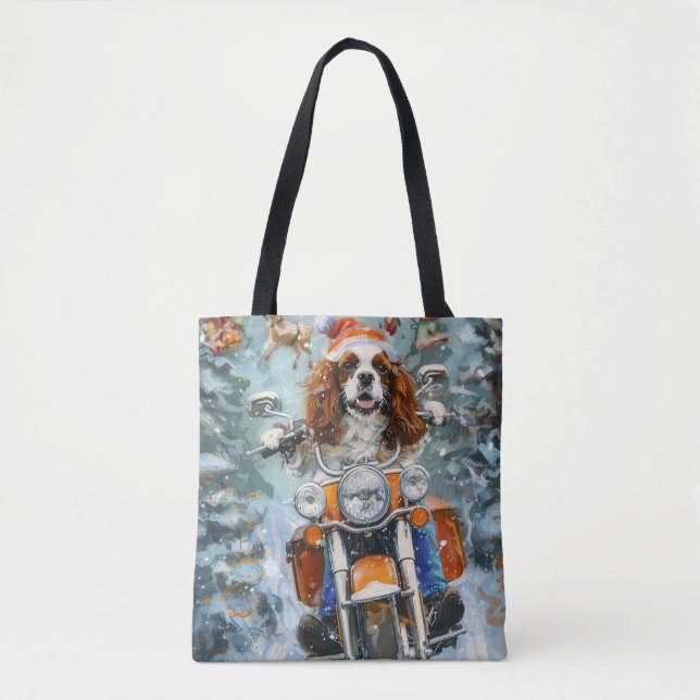 Bolso De Tela Navidades de Cavalier King Charles Spaniel (Anverso)