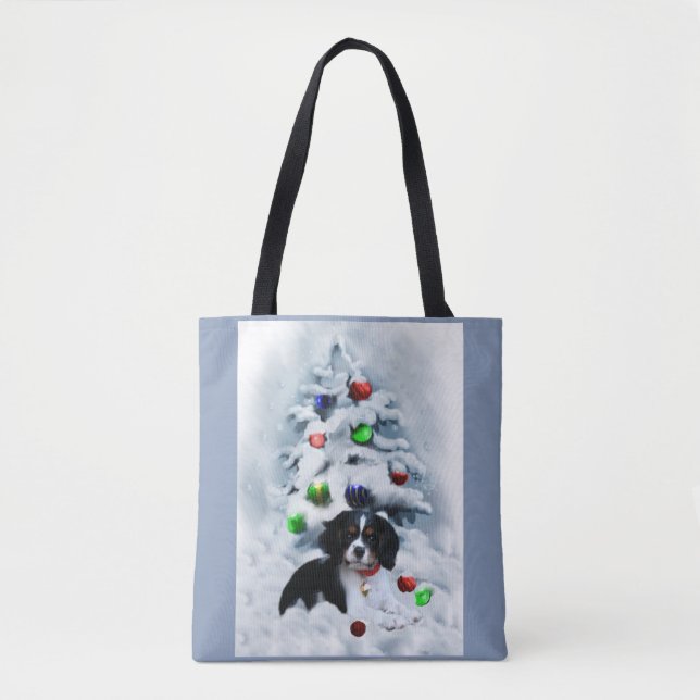 Bolso De Tela Navidades de Cavalier King Charles Spaniel (Anverso)