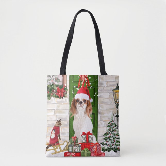 Bolso De Tela Navidades de Cavalier King Dog (Anverso)