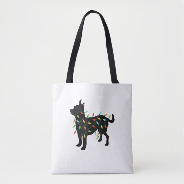 Bolso De Tela Navidades de Chihuahua iluminan regalo de Navidad  (Anverso)