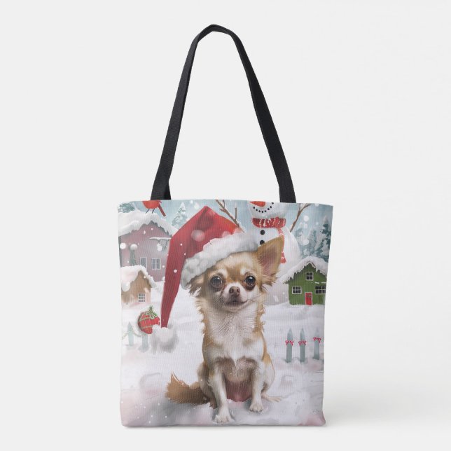 Bolso De Tela Navidades de Chihuahua Winter Wonderland disfrutan (Reverso)