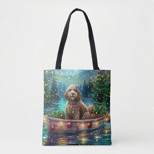 Bolso De Tela Navidades de Cockapoo Voyage festivo (Anverso)