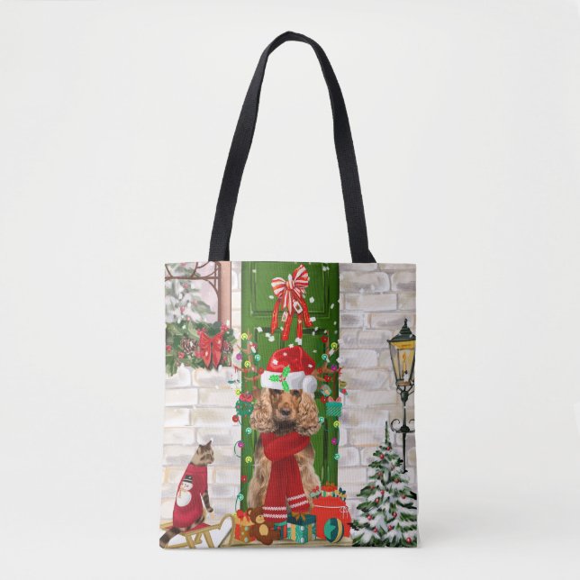 Bolso De Tela Navidades de Cocker Spaniel Dog (Anverso)