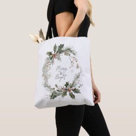 Bolso De Tela Navidades de color de agua dulce y brillante Wreat