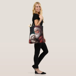 Bolso De Tela Navidades De Cotton De Tulear Con Santa Claus