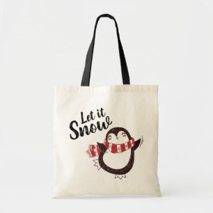 Bolso De Tela Navidades de Cute Pingüino Let it Snow