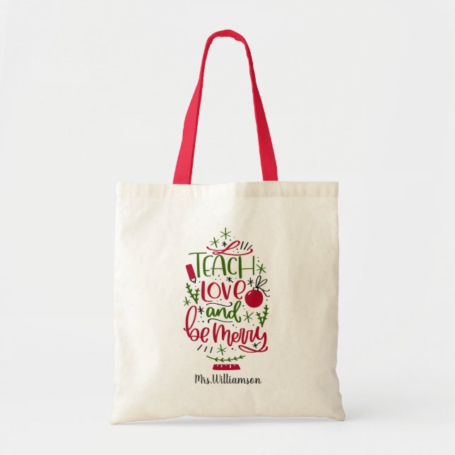 Bolso De Tela Navidades de docentes personalizados citan la bols (Frente)
