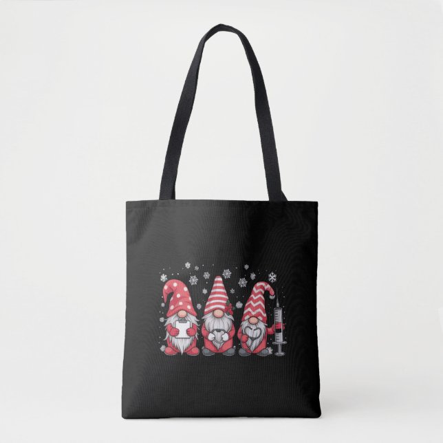 Bolso De Tela Navidades de enfermería Gnomes Cute Xmas Scrub (Anverso)