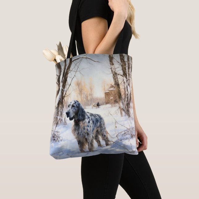 Bolso De Tela Navidades de English Setter Let It Snow (Detalle)