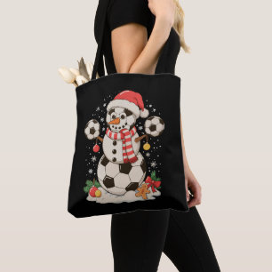 Bolso De Tela Navidades de fútbol de Snowman celebran fiesta nav