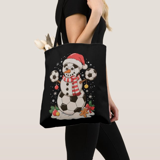 Bolso De Tela Navidades de fútbol de Snowman celebran fiesta nav (Detalle)