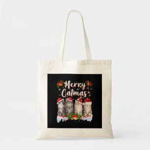 Bolso De Tela Navidades de gato Santa Hat Graciosa Feliz Navidad