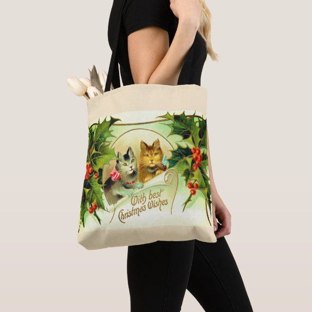Bolso De Tela Navidades de gatos (Detalle)