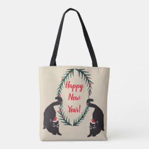 Bolso De Tela Navidades de gatos negros