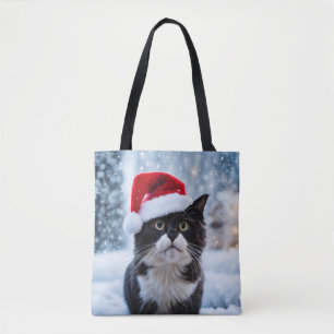 Bolso De Tela Navidades de gatos negros y blancos