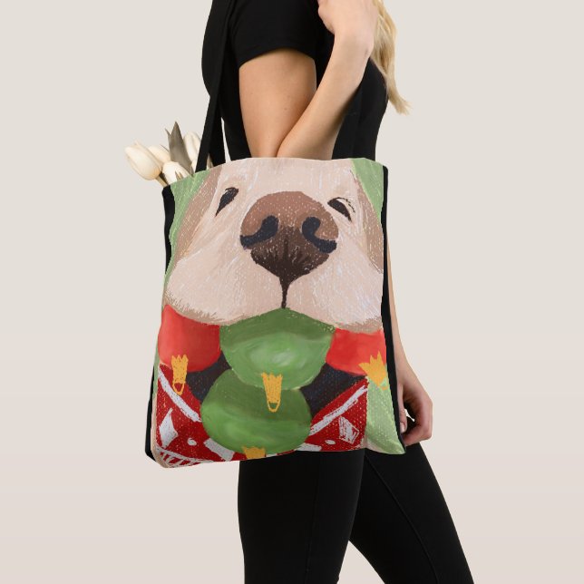 Bolso De Tela Navidades de Golden Retriever golpean a Mouth Funn (Detalle)