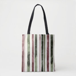 Bolso De Tela Navidades de Green Burgundy Stripes